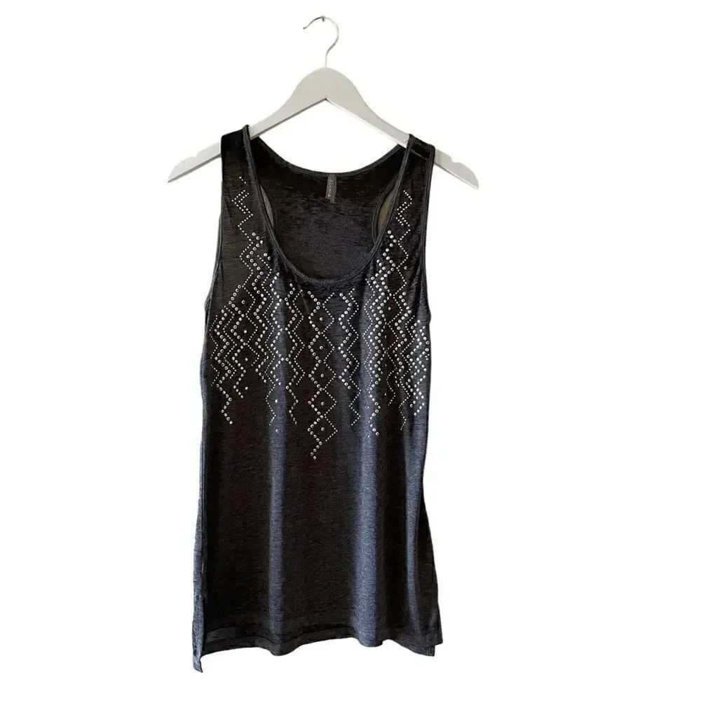 Vanity Gray Sleeveless Festival Elegant Cotton Blend Sz M
